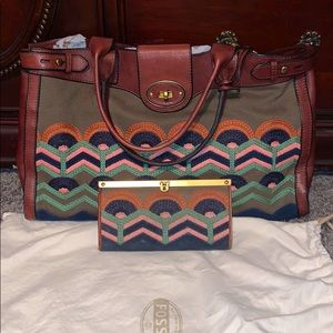 Fossil Tote and Wallet Set